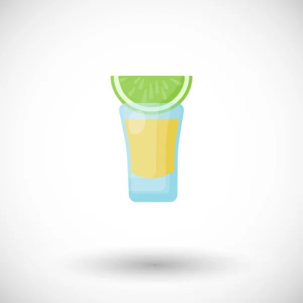 Tequila tiro con icono de vector plano de cal — Archivo Imágenes Vectoriales