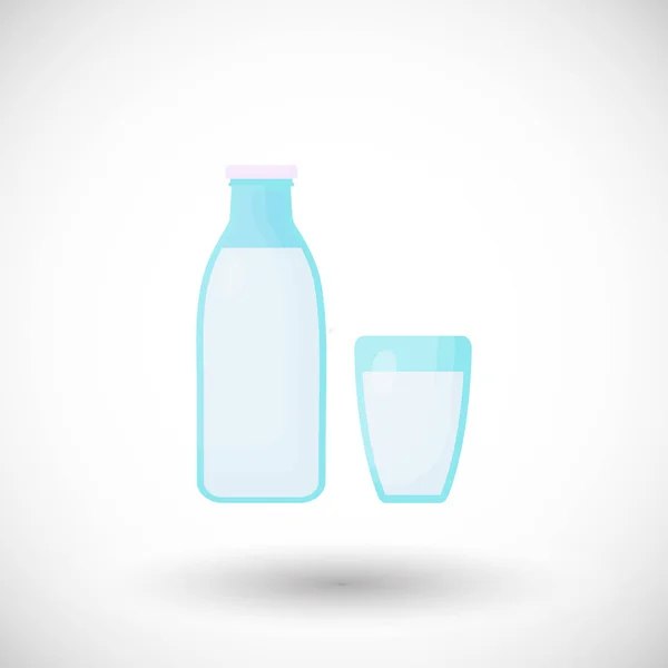 Milchflache Vektor-Ikone, Flaschen- und Glasdesign — Stockvektor