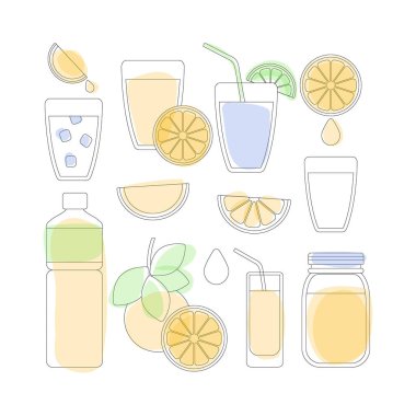 İnce çizgi Icon set - turuncu meyve ve ürünleri