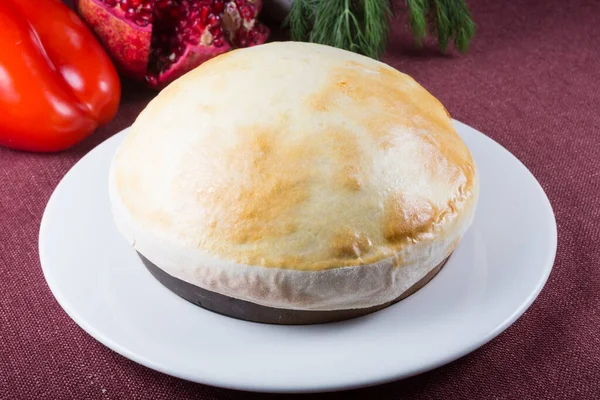 Rustic Soup Pot Covered Baked Bread — Stock Photo, Image