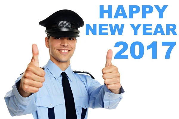 Ευτυχισμένο το νέο έτος 2017 με αστυνομικό — Φωτογραφία Αρχείου