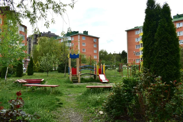 Parque Infantil Ciudad Está Vacío Debido Cuarentena Covid — Foto de Stock