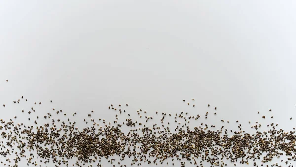 Верхний Вид Линии Семян Чиа Белом Фоне — стоковое фото