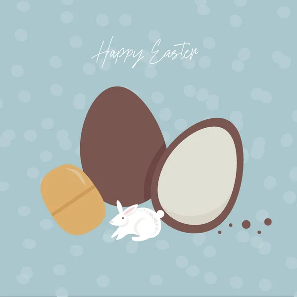 Хорошая Плоская Счастливая Пасхальная Векторная Иллюстрация Шоколадным Яйцом Игрушкой — стоковый вектор