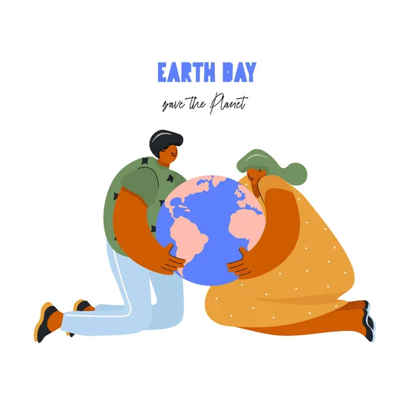 Aarde Dag Brite Vector Illustratie Met Planeet Voor Kaart Poster — Stockvector