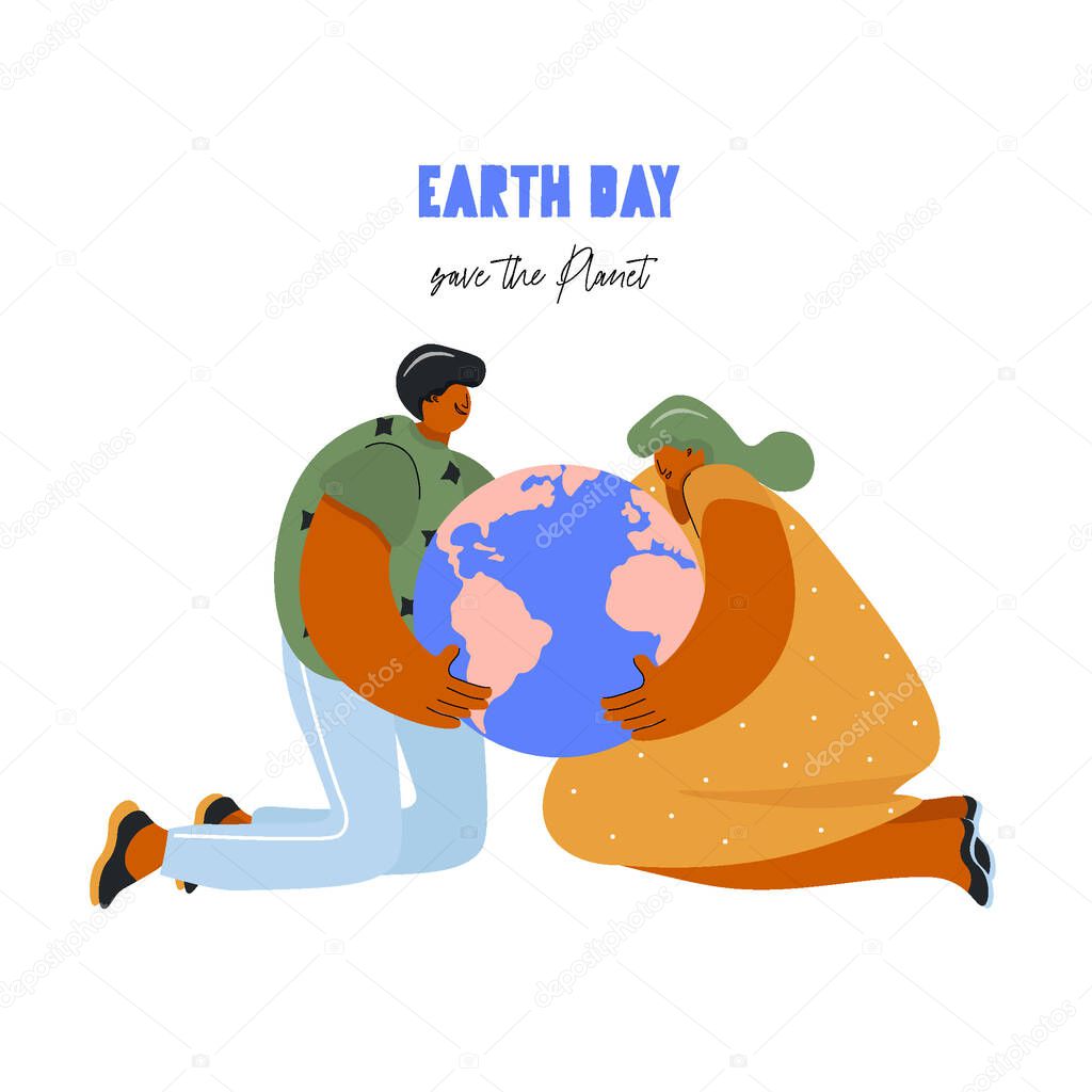 Earth Day. Brite vector illustration with planet for card, poster, banner, flyer. Save the planet.