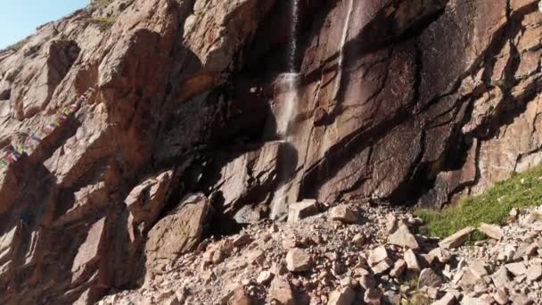 Waterfall Ak-Sai in Ala Archa National Park Kyrgyzstan — Stock Video