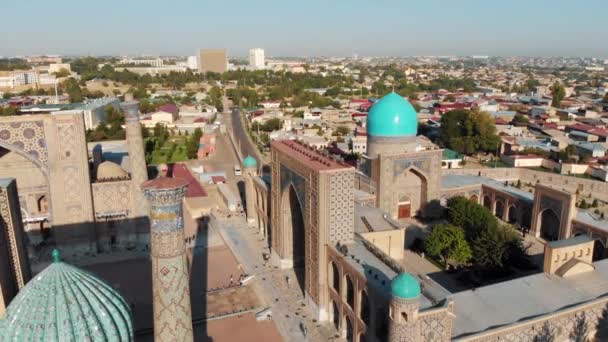 The Registan Square Samarqand Sunset City Park Middle Asia Uzbekistan — Stock Video