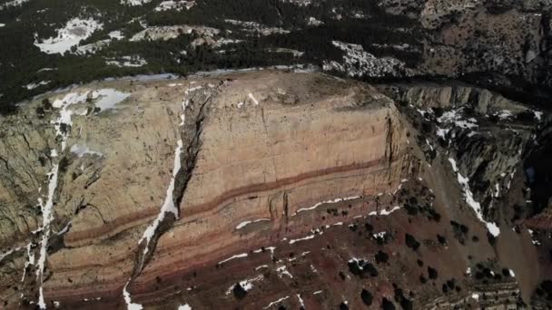 Imagens Drones Sobre Cume Montanha Com Pouca Neve Peagolosa Castelln — Vídeo de Stock
