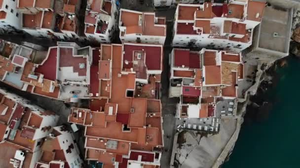 Zenith Drón Felvételek Ókori Város Vár Felett Található Csak Sziklafalon — Stock videók