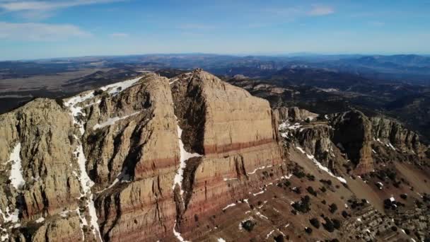 Imagens Drones Sobre Cume Montanha Com Pouca Neve Peagolosa Castelln — Vídeo de Stock