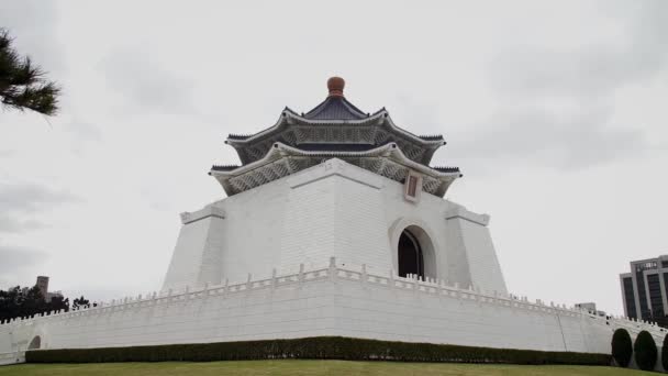 Oszałamiający Pomnik Chiang Kai Shek Tajpej Tajwan Wysoki Kąt Ruch — Wideo stockowe