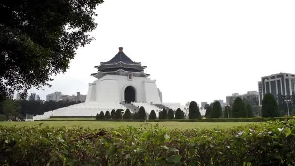 Vackra Chiang Kai Shek Memorial Taipei Taiwan Mid Vinkel Parallax — Stockvideo