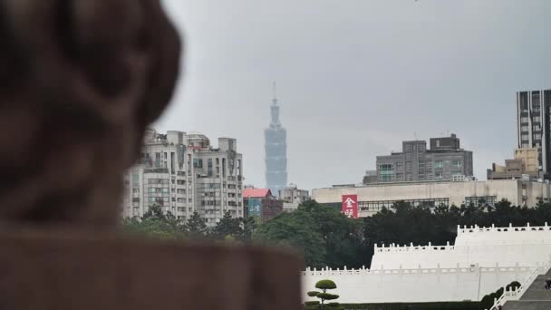 Taipei 101 Kulesi Taipei Tayvan Daki Chiang Kai Shek Memorial — Stok video