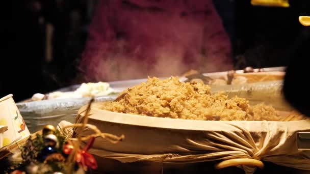 Gedämpfter Reis Der Auf Dem Shilin Night Market Taipeh Taiwan — Stockvideo
