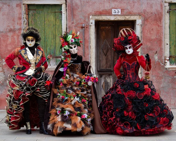 Reveller Traditional Elaborate Mask Costume Annual Venice Carnival Carnevale Venezia — 스톡 사진