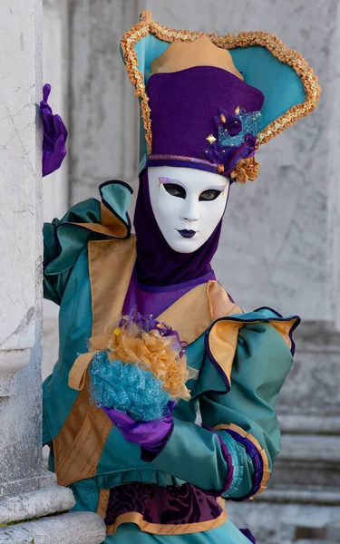 Любитель Традиционных Масок Костюмов Карнавальном Карнавале Венеции Carnevale Female Венеция — стоковое фото