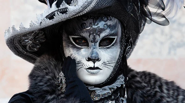 Reveller Maschera Costume Elaborato Tradizionale Carnevale Venezia Venezia Veneto Italia — Foto Stock