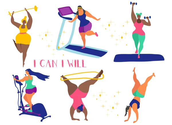 Exercices Sportifs Ensemble Yoga Mignon Funky Formation Des Filles Taille — Image vectorielle