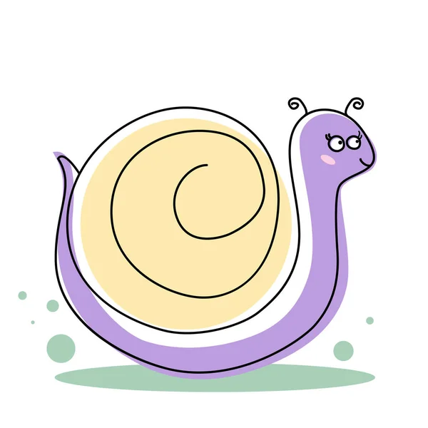 Cute snail cartoon on white background. Stock vector illustration — Stock Vector