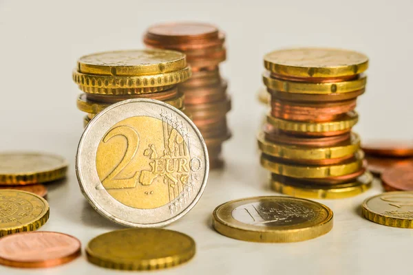 Στοίβες Κερμάτων Ευρώ — Φωτογραφία Αρχείου