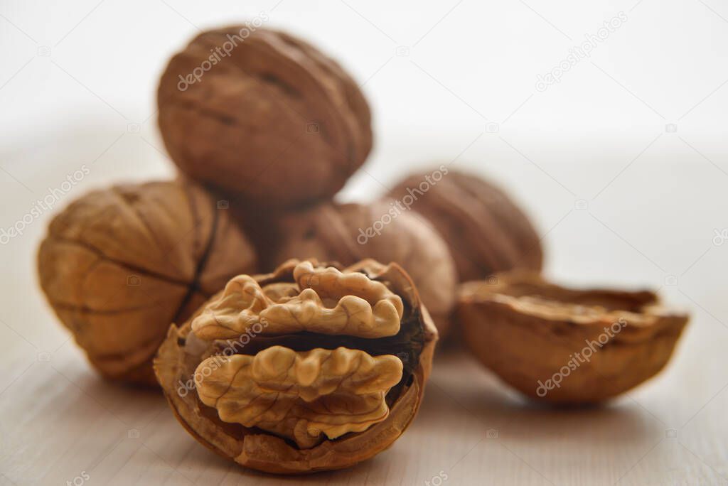 Walnuts on a cutting board