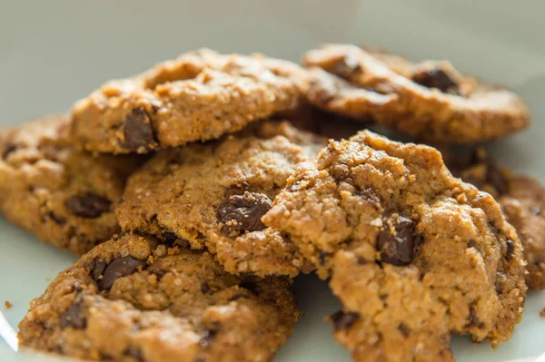 Homemade Vegan Cookies Drops Dark Chocolate — Stock Photo, Image