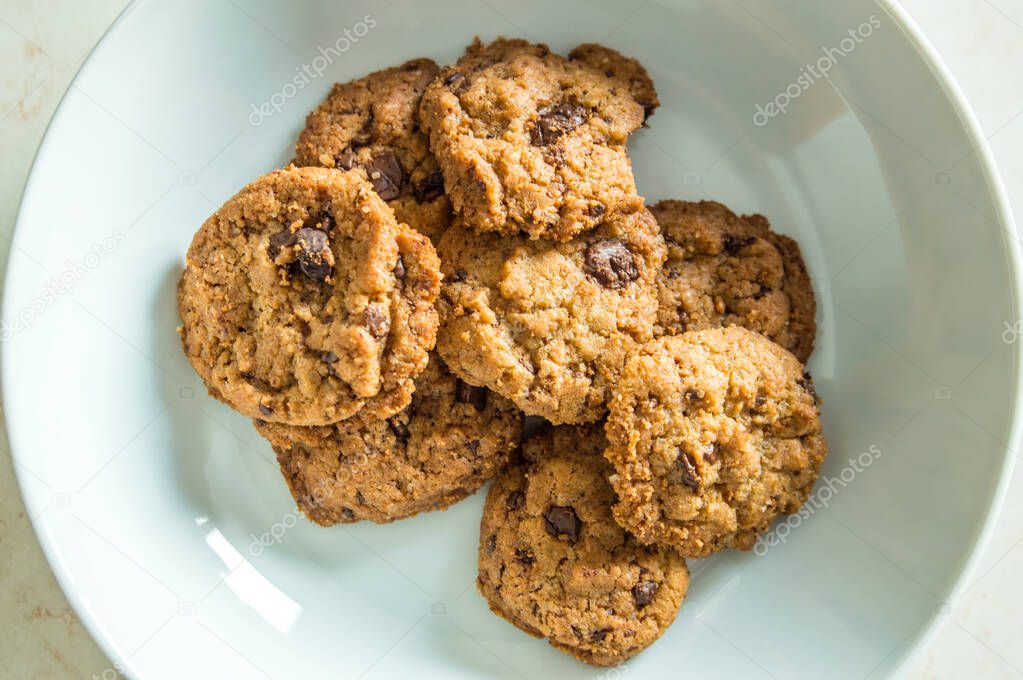 homemade vegan cookies, with drops of dark chocolate...