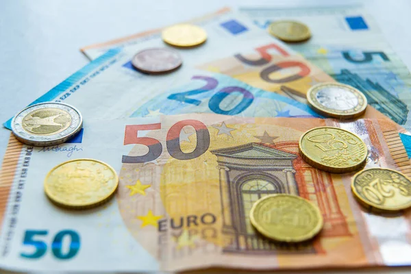 Billetes Monedas Euros Valor Del Euro — Foto de Stock