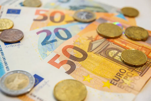 Billetes Monedas Euros Valor Del Euro — Foto de Stock