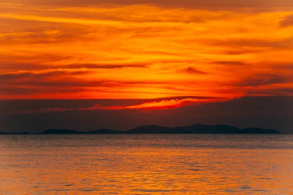 Beautiful Blazing Sunset Landscape Orange Sky Summer Background — Stock Photo, Image
