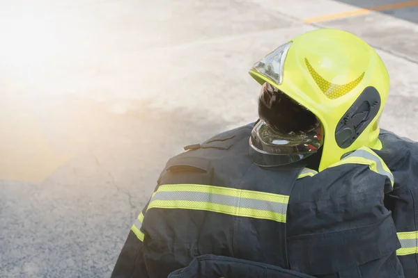 Firefighters Checking Fire Extinguisher Going Work — Stock Photo, Image