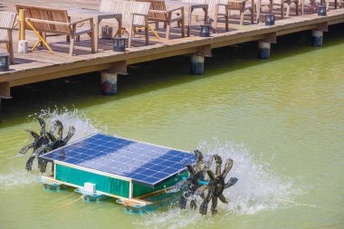 Hidrolik türbin sola hücresi tarafından elektrik enerjisi kullanıldı. Suda oksijen üretmek için oksijen türbini. Nehir için atık su tedavisi. Kanalda Elektrik Oksijen Türbini