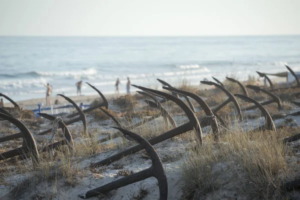 Cementerio de anclaje en la playa de Barril en Portugal — Foto de Stock