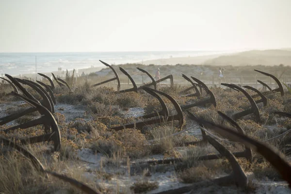 Portekiz Barril Beach'te mezarlıkta çapa — Stok fotoğraf