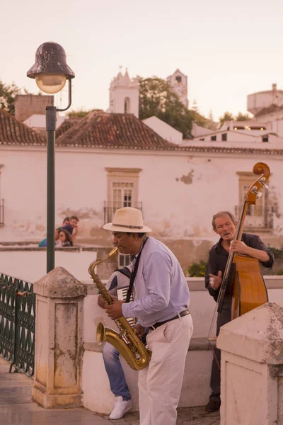 เพลงข้างถนนบนสะพาน Ponte Romana — ภาพถ่ายสต็อก