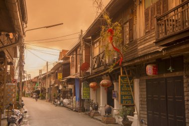 Tayland Chiang kasaba Khan ahşap evler