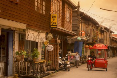 Tayland Chiang kasaba Khan ahşap evler