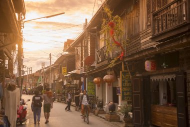 Tayland Chiang kasaba Khan ahşap evler