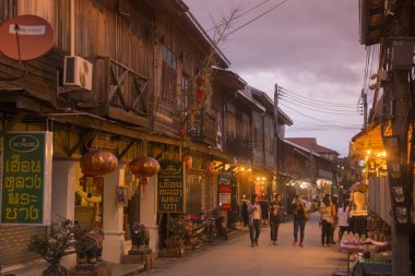 Tayland Chiang kasaba Khan ahşap evler