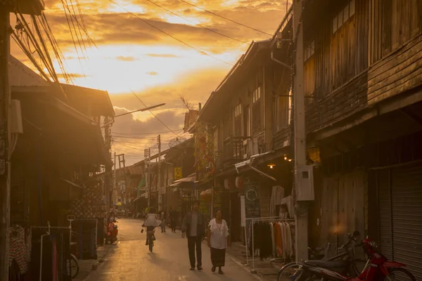 Tayland Chiang kasaba Khan ahşap evler