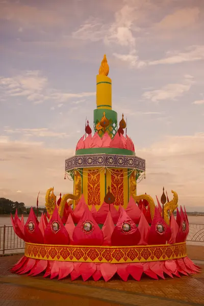 Loy Krathong at the Mekong river in Thailand — Stock Photo, Image