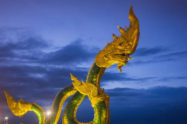 A Phayanak or Naga Statue at the Mekong river in Thailand — Stock Photo, Image