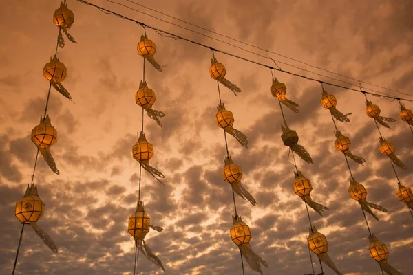 Lanterns at the lake of Kwan Phayao in Thailand — Stock Photo, Image