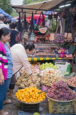 Gıda pazarının Luang Prabang şehir