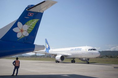 lao Havayolları Havaalanı'nda bir airpline 