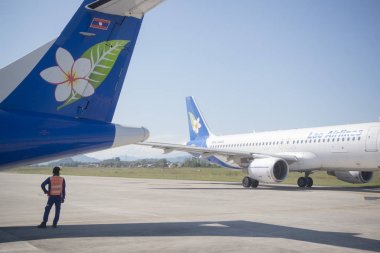 lao Havayolları Havaalanı'nda bir airpline 