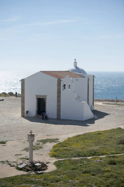 De kerk in het fortaleza de Sagres in de Ponta de Sagres — Stockfoto