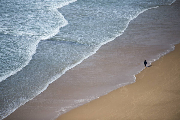 beach at the village of Luz at the Algarve of Portugal