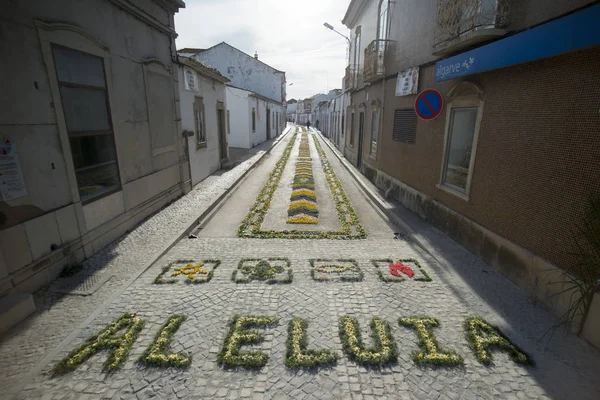 Velikonoční průvod Festa das Tochas Flores v Portugalsku — Stock fotografie